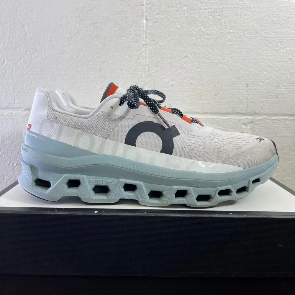 On Cloudmonster Frost‎ Surf White Athletic Running Shoes Sneakers Men's 12 US
